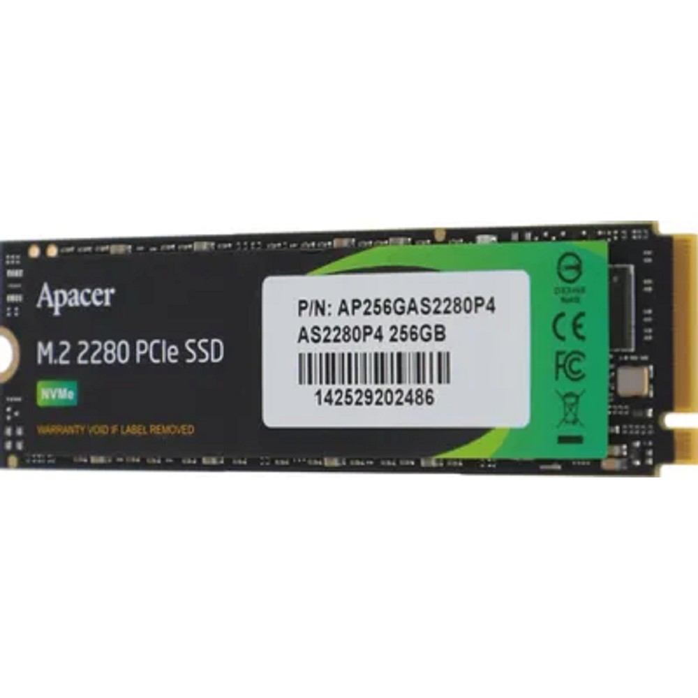 Apacer SSD AS2280P4 256Gb M.2 2280 PCIe Gen3x4, R2100/W1300 Mb/s, 3D TLC, MTBF 1.5M, NVMe 1.3, 200TBW, Retail, 3 years (AP256GAS2280P4-1)