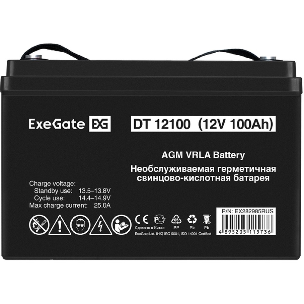 Exegate EX282985RUS Аккумуляторная батарея DT 12100 (12V 100Ah, под болт М6)