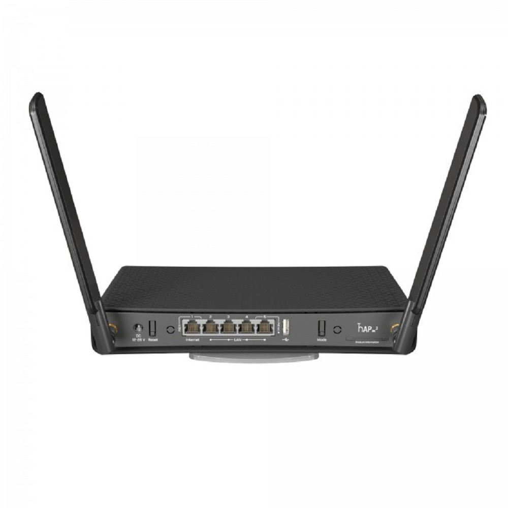 MikroTik hAP ac3 with 4-core 716 MHz CPU, 256MB RAM, 5 x Gigabit LAN (PoE-out on port#5), two wireless interfaces (built-in 2.4Ghz 802.11b/g/n two chain, built-in 5Ghz 802.11ac two chain), 3dBi 2.4GHz арт. RBD53iG-5HacD2HnD