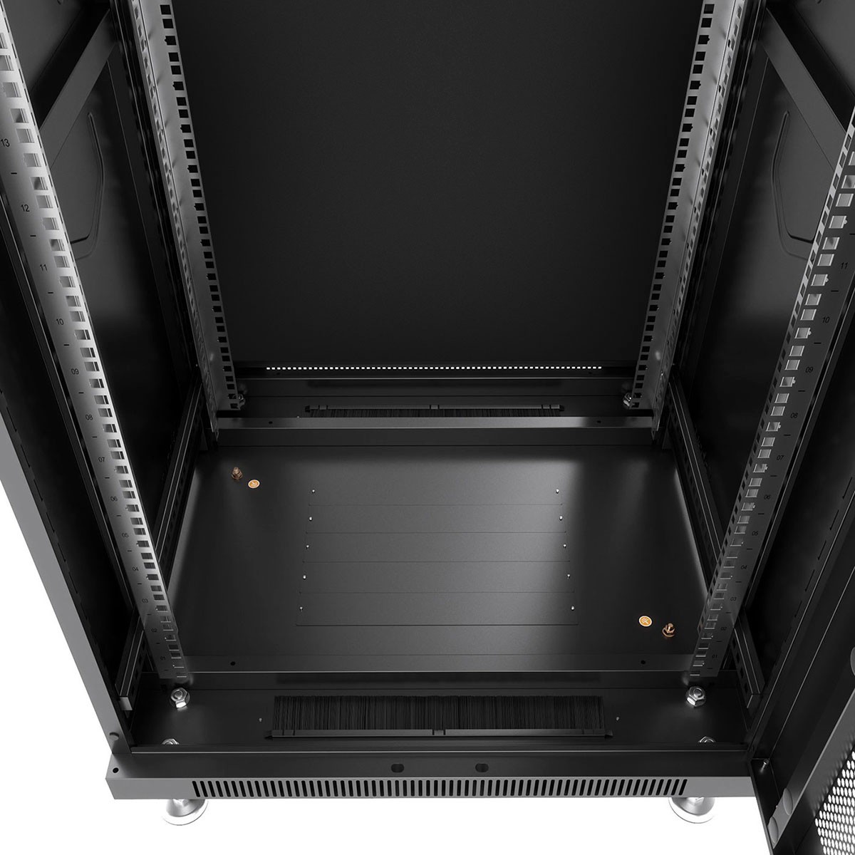Шкаф серверный Cabeus (SH-05C-42U60/100-BK) напольный 42U 600x1000мм пер.дв.стекл металл 800кг черный 900мм 111.4кг 220град. 2055мм IP20 сталь