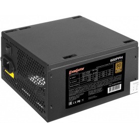 Exegate EX280578RUS-S Блок питания 600W ExeGate 600PPH-S, 80+Bronze, ATX, black, APFC, 12cm, 24p, (4+4)p, 5*SATA, 3*IDE с защитой от выдергивания