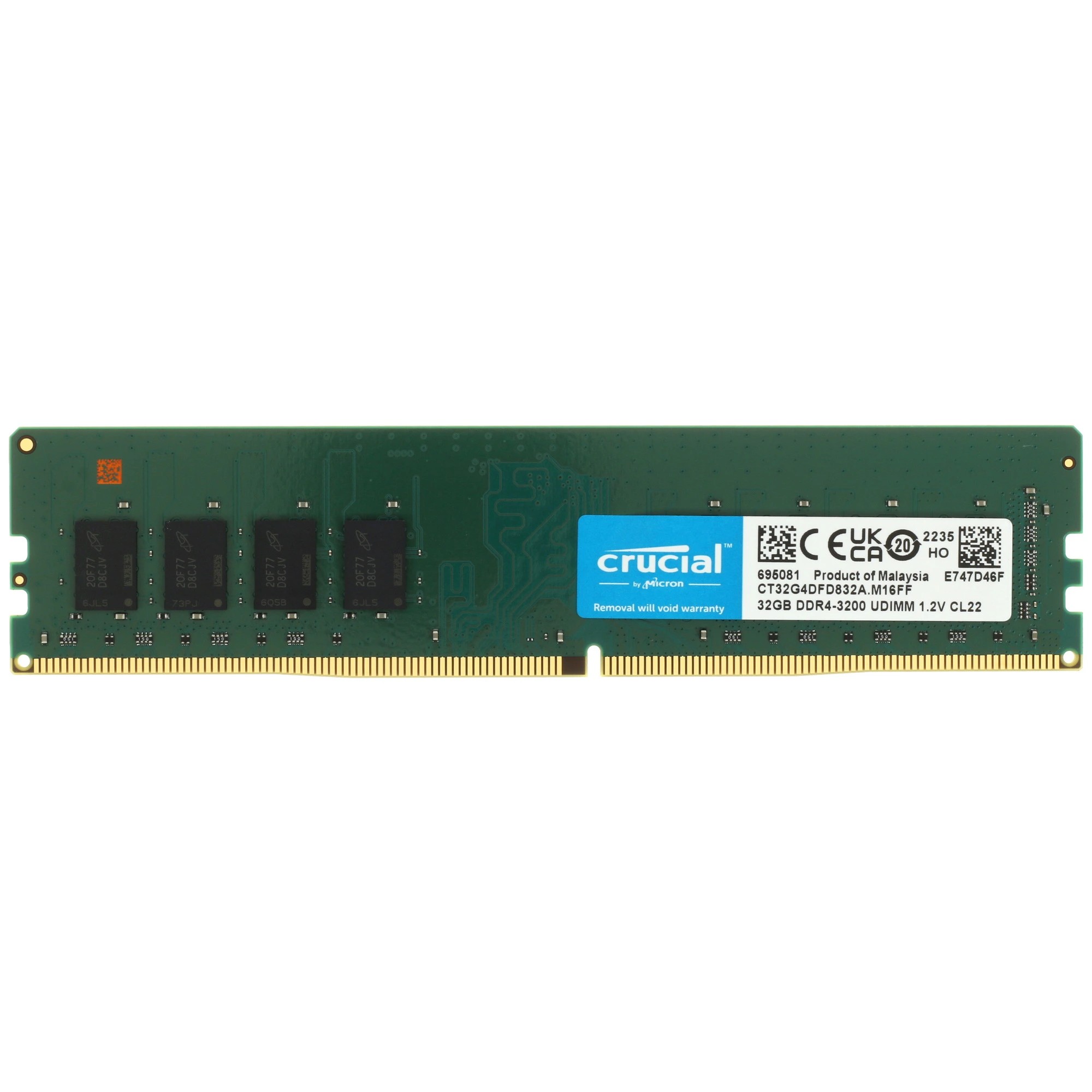 Crucial by Micron DDR4 32GB 3200MHz UDIMM (PC4-25600) CL22 1.2V, 1 Year Warrаnty OEM арт. CT32G4DFD832A