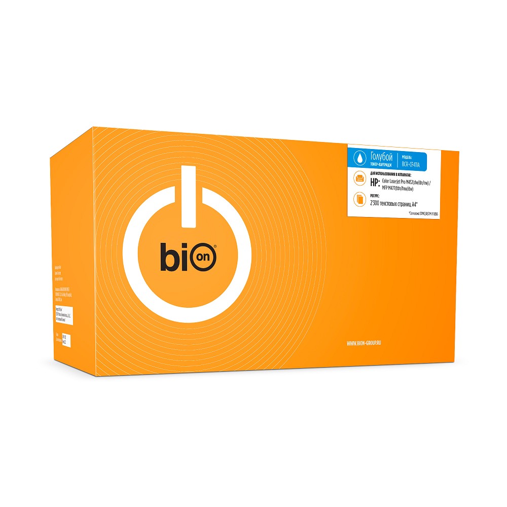 Bion CF411A Картридж для HP{Color Laserjet Pro M452dw/452dn/452nw/MFP M477fdn/M477fnw/M477dw }(2300 стр.), Голубой, с чипом Bion Cartridge арт. BCR-CF411A