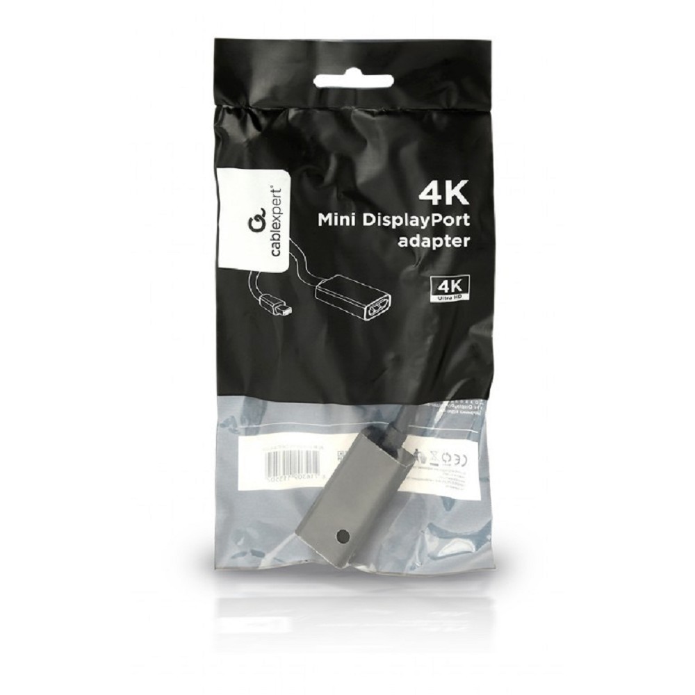 Cablexpert Переходник miniDisplayPort -> DisplayPort, 4K, 20M/20F, длина 16см, черный (A-mDPM-DPF4K-01)