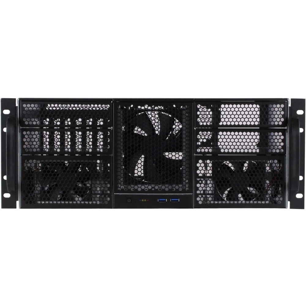 Procase RE411-D4H11-E-55 Корпус 4U server case,4x5.25+11HDD,черный,без блока питания,глубина 550мм,MB EATX 12"x13"