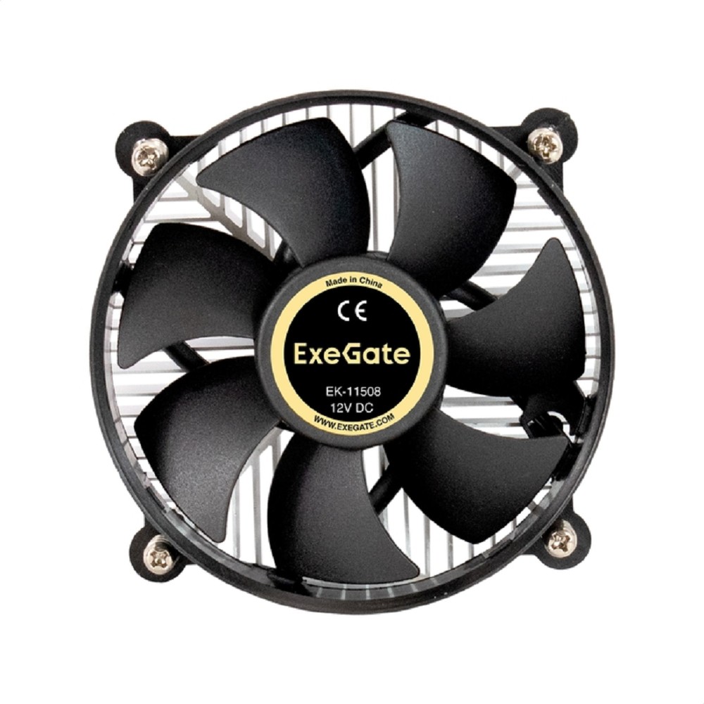 Exegate EX286141RUS Кулер ExeGate EK-11508.PWM (Al, LGA1150/1151/1155/1156/1200, TDP 75W, Fan 90mm, PWM, 1200-2600RPM, Hydro bearing, 4pin, 11-24db, 285г, с термопастой, на винтах, Retail color box)
