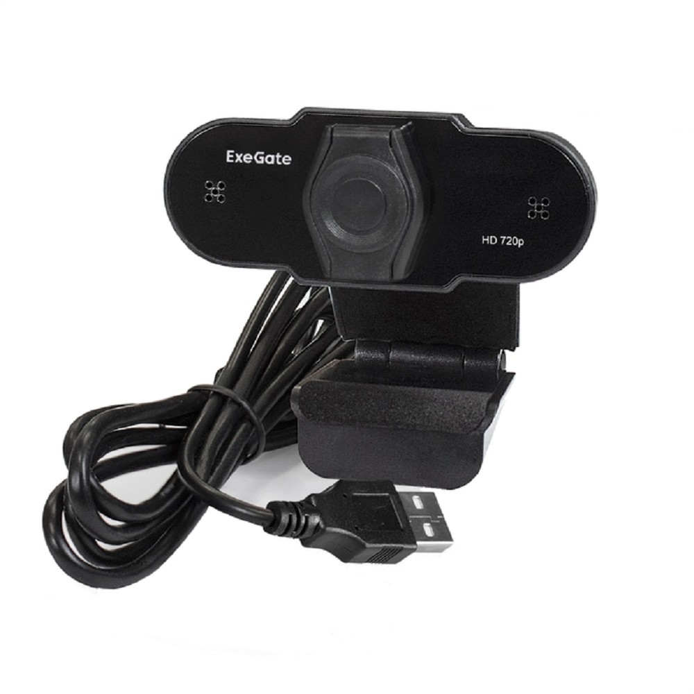 Exegate EX287386RUS Веб-камера ExeGate BlackView C525 HD Tripod (матрица 1/3" 1,3 Мп, 1280х720, 720P, 30fps, 4-линзовый объектив, USB+35mm Jack, фиксированный фокус, микрофон с шумоподавлением)
