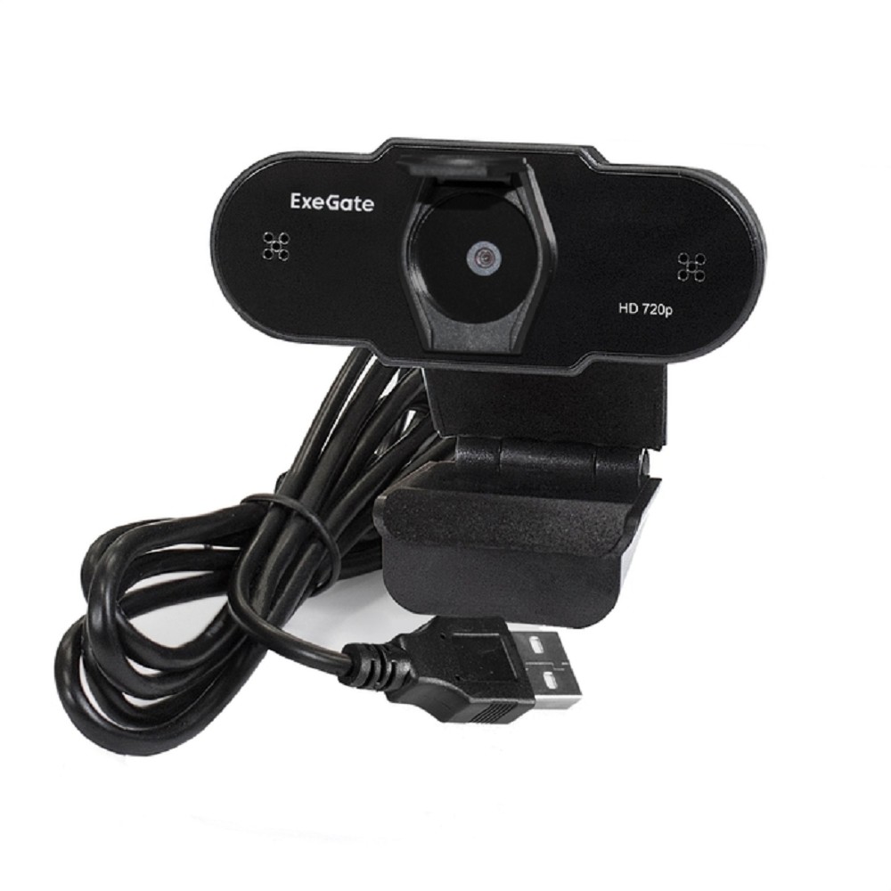 Exegate EX287386RUS Веб-камера ExeGate BlackView C525 HD Tripod (матрица 1/3" 1,3 Мп, 1280х720, 720P, 30fps, 4-линзовый объектив, USB+35mm Jack, фиксированный фокус, микрофон с шумоподавлением)