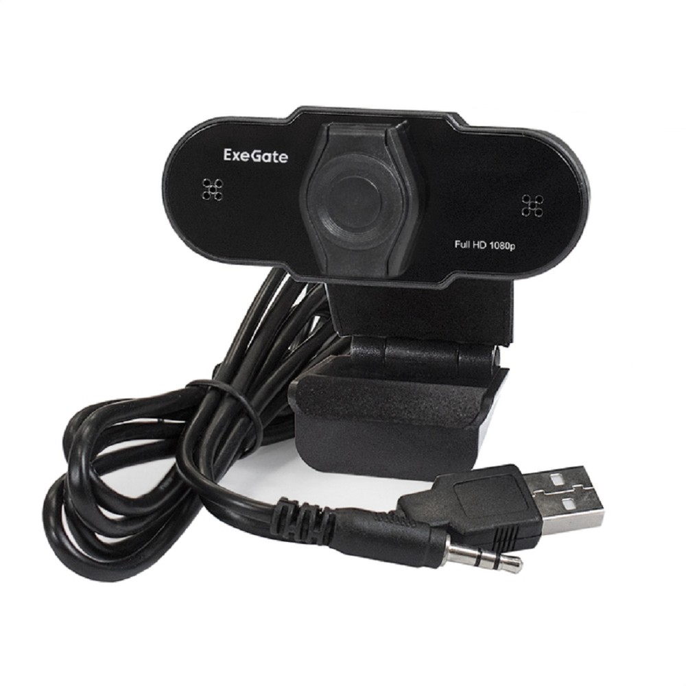 Exegate EX287388RUS Веб-камера ExeGate BlackView C615 FullHD Tripod (матрица 1/3" 2 Мп, 1920х1080, 1080P, 30fps, 4-линзовый объектив, шторка, USB, фиксированный фокус, микрофон с шумоподавлением, унив