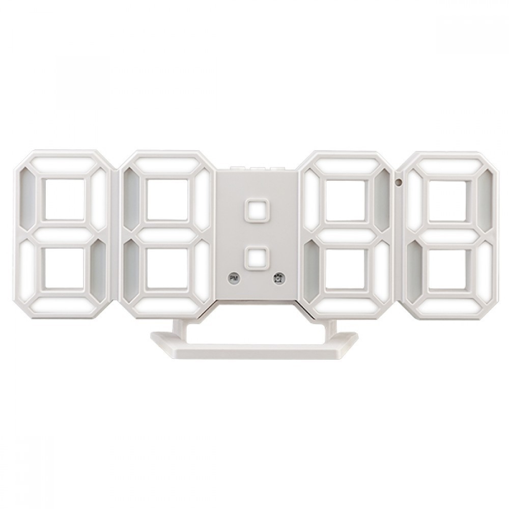 Perfeo LED часы-будильник "LUMINOUS 2", белый корпус / белая подсветка (PF-6111) [PF_B4921]
