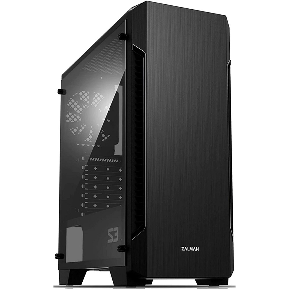 ZALMAN S3 TG, ATX, BLACK, TEMPERED GLASS WINDOW, 2x3.5", 2x2.5", 2xUSB2.0, 1xUSB3.0, FRONT 2x120mm
