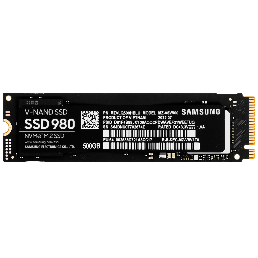 SSD M.2 (PCI-E NVMe) 500Gb Samsung 980 (R3100/W2600MB/s) (MZ-V8V500BW) 1year