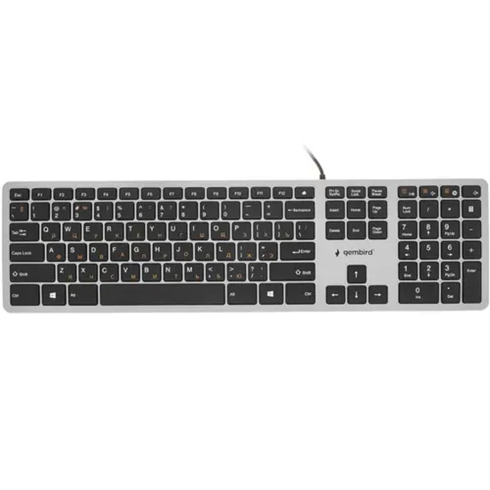 Клавиатура ноутбучного типа Gembird KB-8420,{USB, ножничный механизм, клавиши управления громкостью, 104 клавиши, кабель 1,5м}
