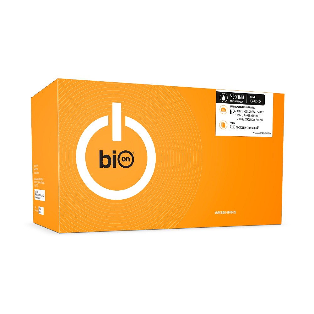 Bion BCR-CF540X Картридж для HP {Color Laserjet Pro M254/254DW/254NW/MFP M281CDW/281FDN/281FDW/280/280NW} (3200 стр.), Черный, с чипом Bion Cartridge