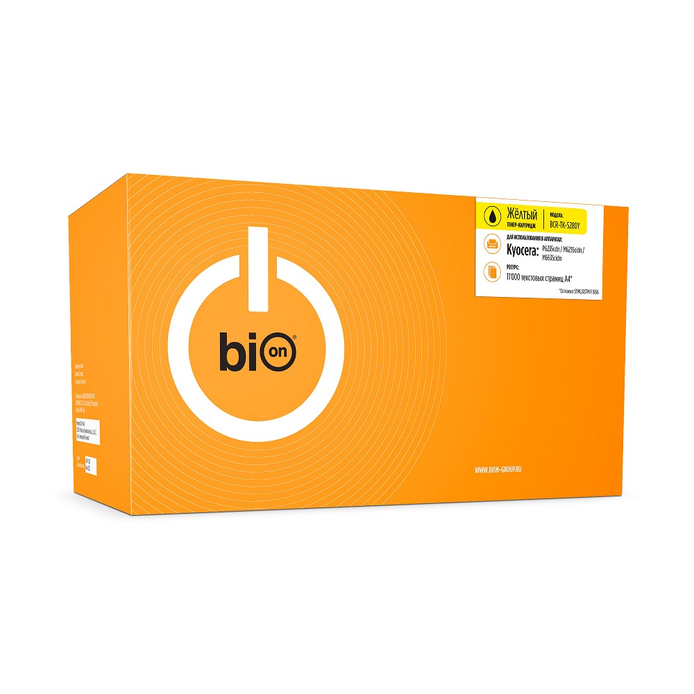 Bion BCR-TK-5280Y Картридж для Kyocera {P6235cdn/M6235cidn/M6635cidn} (11000 стр.), Желтый, с чипом Bion Cartridge