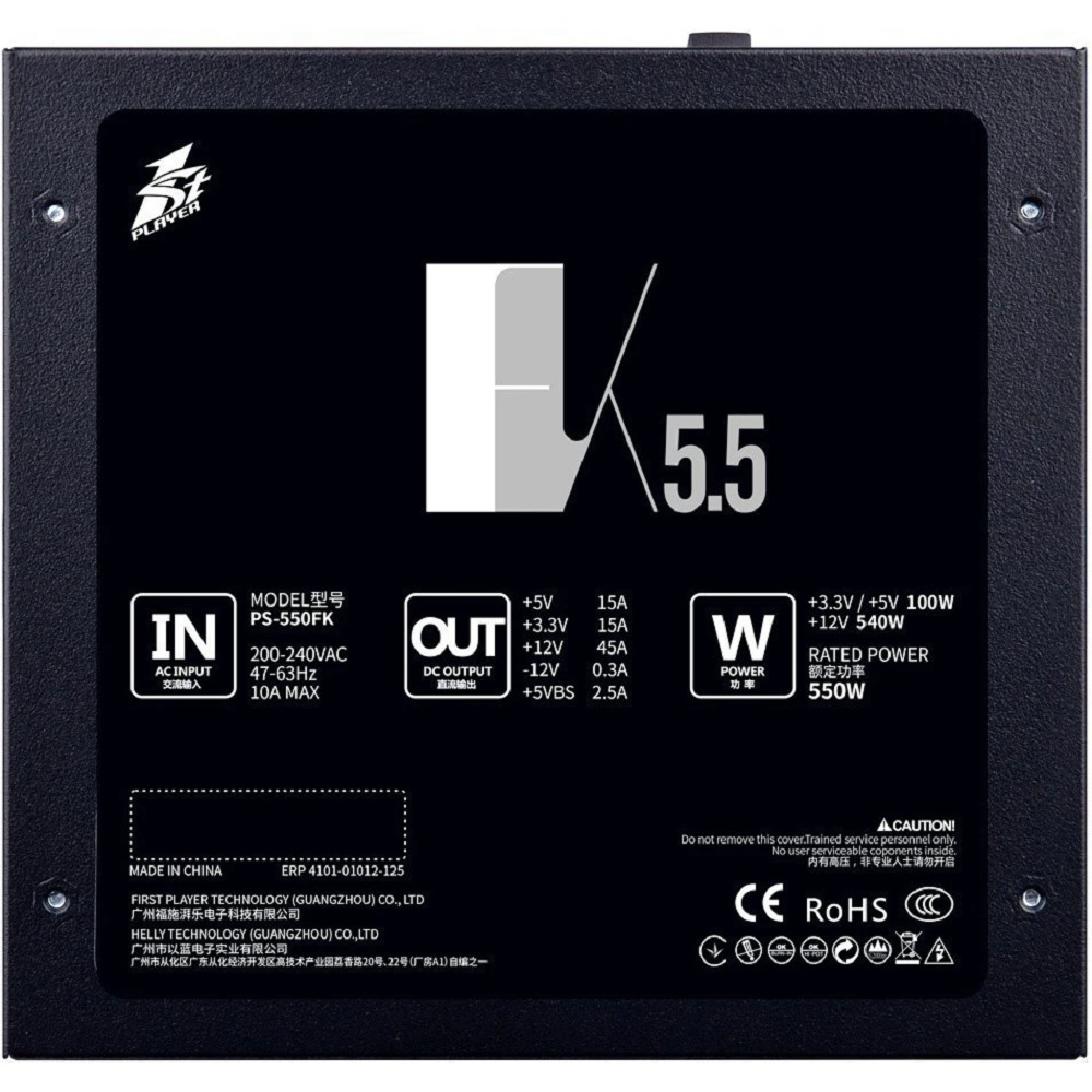 1STPLAYER Блок питания FK 550W / ATX 2.4, APFC, 120mm fan / PS-550FK
