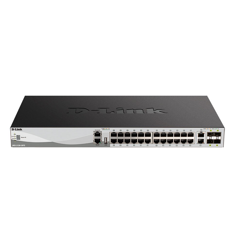 D-Link DGS-3130-30TS/B1A PROJ Управляемый L3 стекируемый коммутатор с 24 портами 10/100/1000Base-T, 2 портами 10GBase-T и 4 портами 10GBase-X SFP+ D-Link SMB