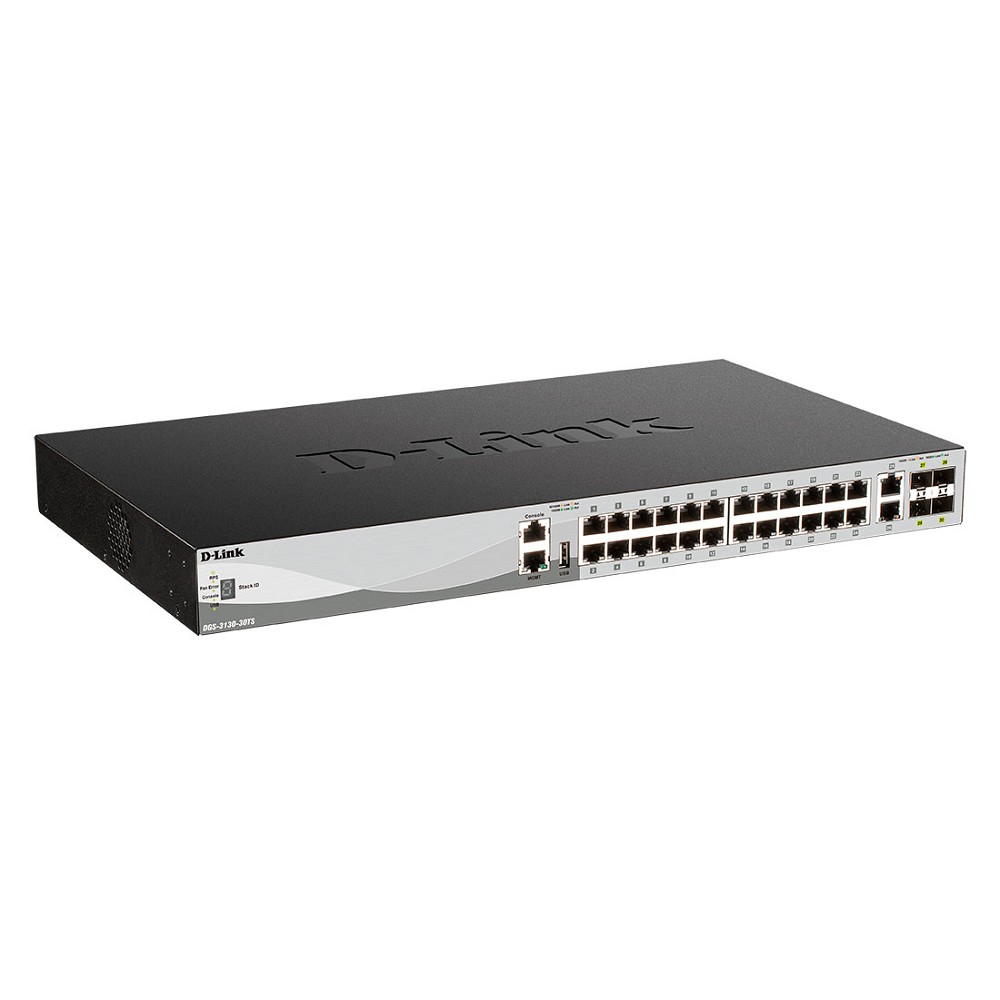 D-Link DGS-3130-30TS/B1A PROJ Управляемый L3 стекируемый коммутатор с 24 портами 10/100/1000Base-T, 2 портами 10GBase-T и 4 портами 10GBase-X SFP+ D-Link SMB