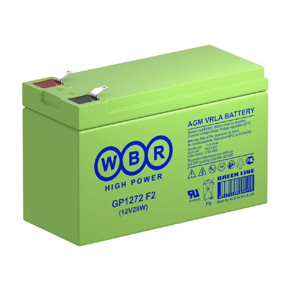 WBR Батарея GP1272 (28W) f2 (12V/7,2Ah) арт. GP1272 F2 (12V28W)