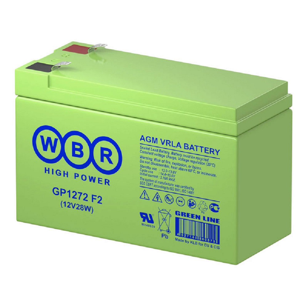 WBR Батарея GP1272 (28W) f2 (12V/7,2Ah) арт. GP1272 F2 (12V28W)