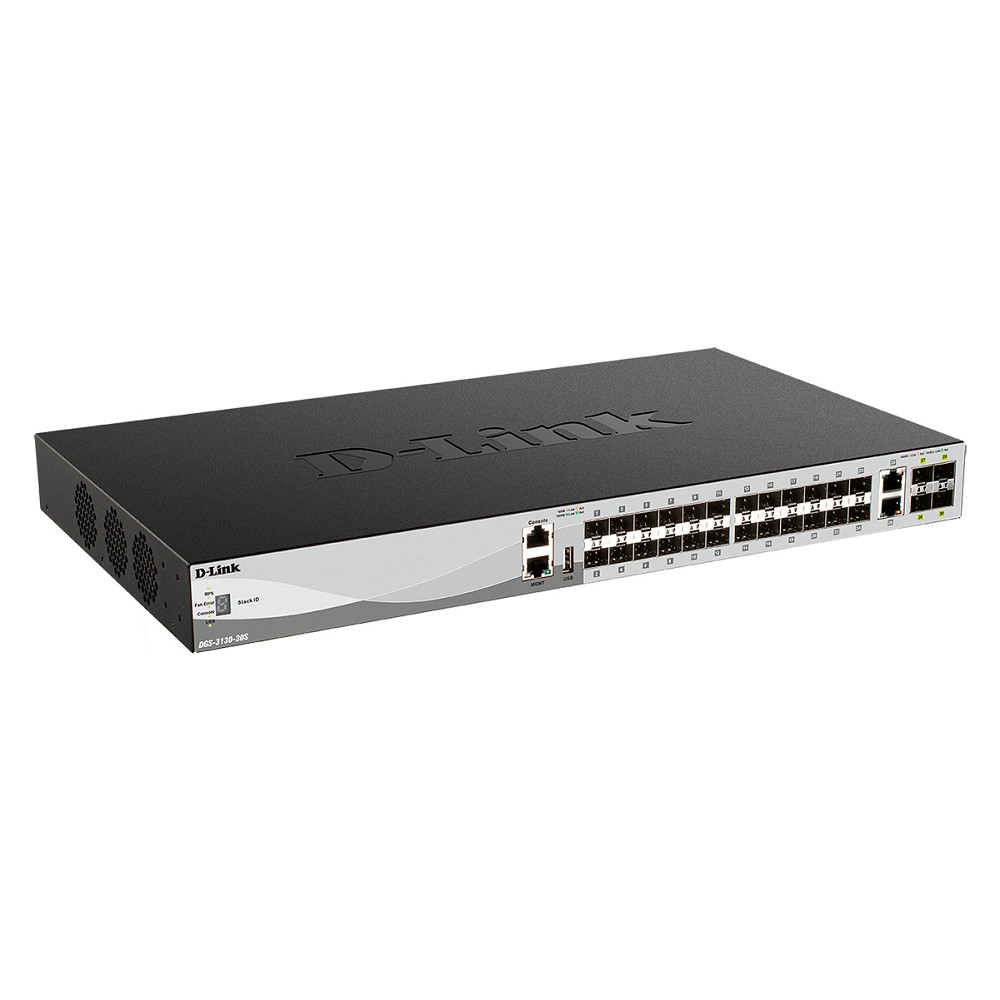 D-Link DGS-3130-30S/B1A PROJ Управляемый L3 стекируемый коммутатор с 24 портами 1000Base-X SFP, 2 портами 10GBase-T и 4 портами 10GBase-X SFP+ D-Link SMB