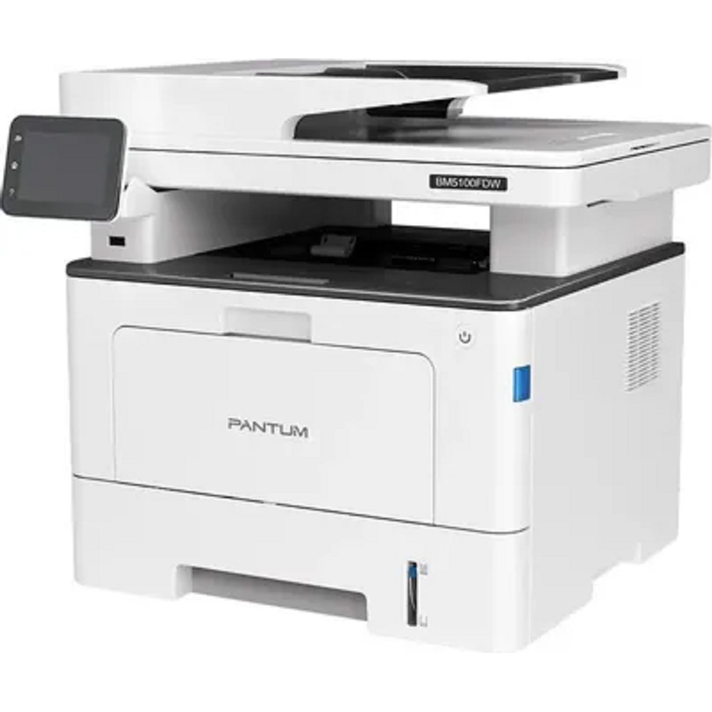 Pantum BM5100FDW, P/C/S/F, Mono laser, А4, 40 ppm (max 100000 p/mon), 1.2 GHz, 1200x1200 dpi, 512 MB RAM, Duplex, DADF50, paper tray 250 pages, USB, LAN, WiFi, start. cartridge 3000 pages