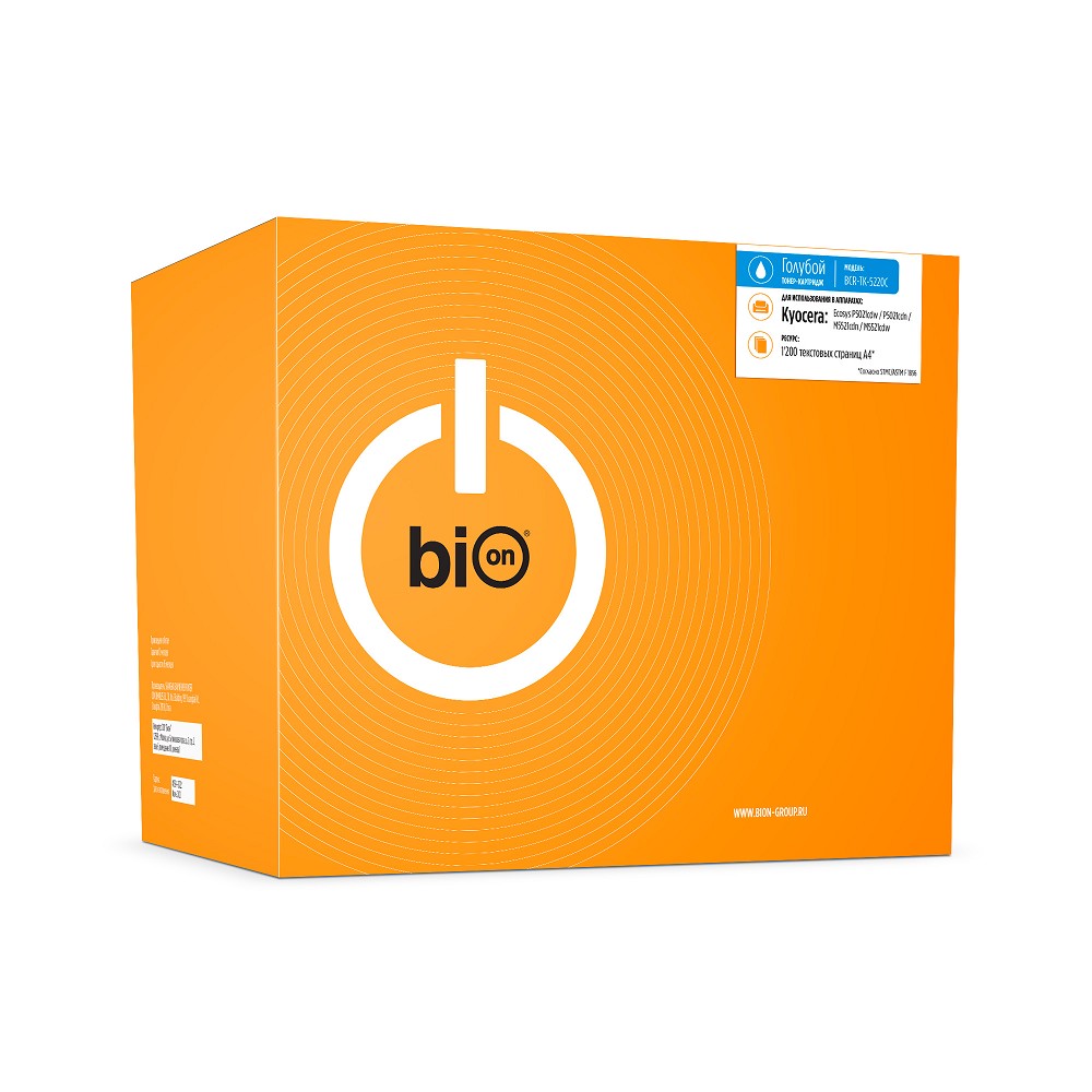 Bion BCR-TK-5220C Картридж для Kyocera Ecosys { P5021cdw/P5021cdn/M5521cdn/M5521cdw }(1200 стр.), Голубой, с чипом Bion Cartridge