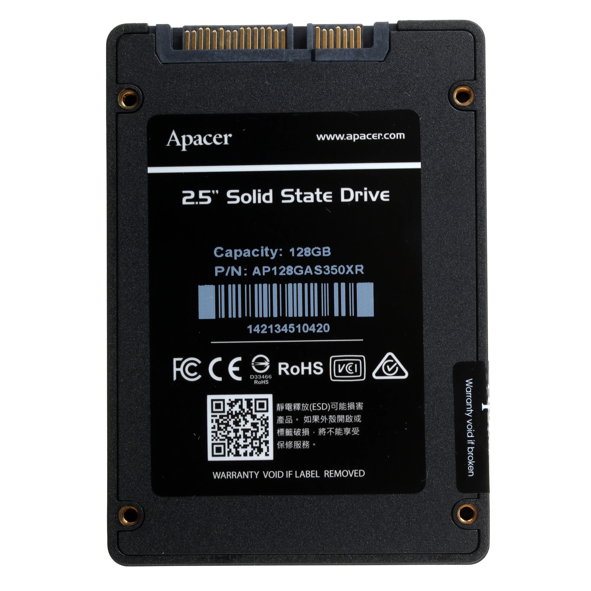 Apacer SSD PANTHER AS350X 128Gb SATA 2.5" 7mm, R560/W540 Mb/s, 3D NAND, IOPS 38K/75K, MTBF 1,5M, 75TBW, Retail, 3 years (AP128GAS350XR-1)