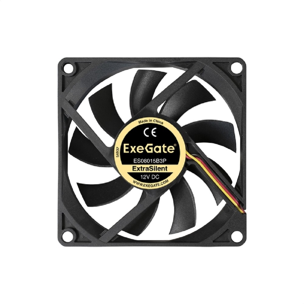 Exegate EX288923RUS Вентилятор ExeGate ExtraSilent ES08015B3P (80x80x15 мм, 2-Ball (двойной шарикоподшипник), 3pin, 1600RPM, 22dBA)