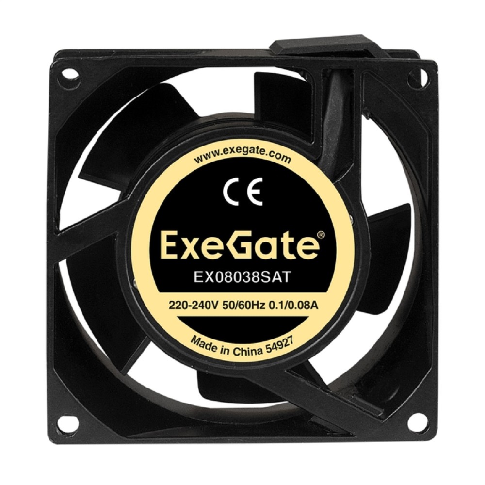 Exegate EX289002RUS Вентилятор 220В ExeGate EX08038SAT (80x80x38 мм, Sleeve bearing (подшипник скольжения), клеммы, 2400RPM, 36dBA)