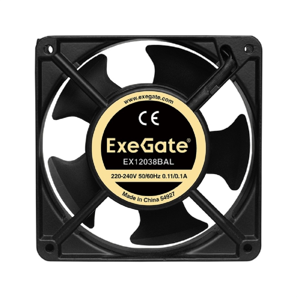 Exegate EX289017RUS Вентилятор 220В ExeGate EX12038BAL (120x120x38 мм, 2-Ball (двойной шарикоподшипник), подводящий провод 30 см, 2700RPM, 43dBA)