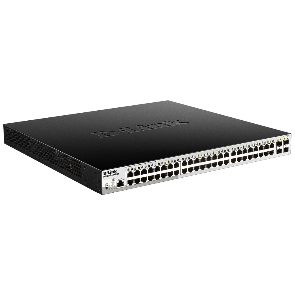 D-Link DGS-1210-52MP/ME/B2A PROJ Управляемый L2 коммутатор с 48 портами 10/100/1000Base-T и 4 портами 1000Base-X SFP (порты 1-8 PoE 802.3af/at, порты 9-48 PoE 802.3af, PoE-бюджет 370 Вт) D-Link SMB