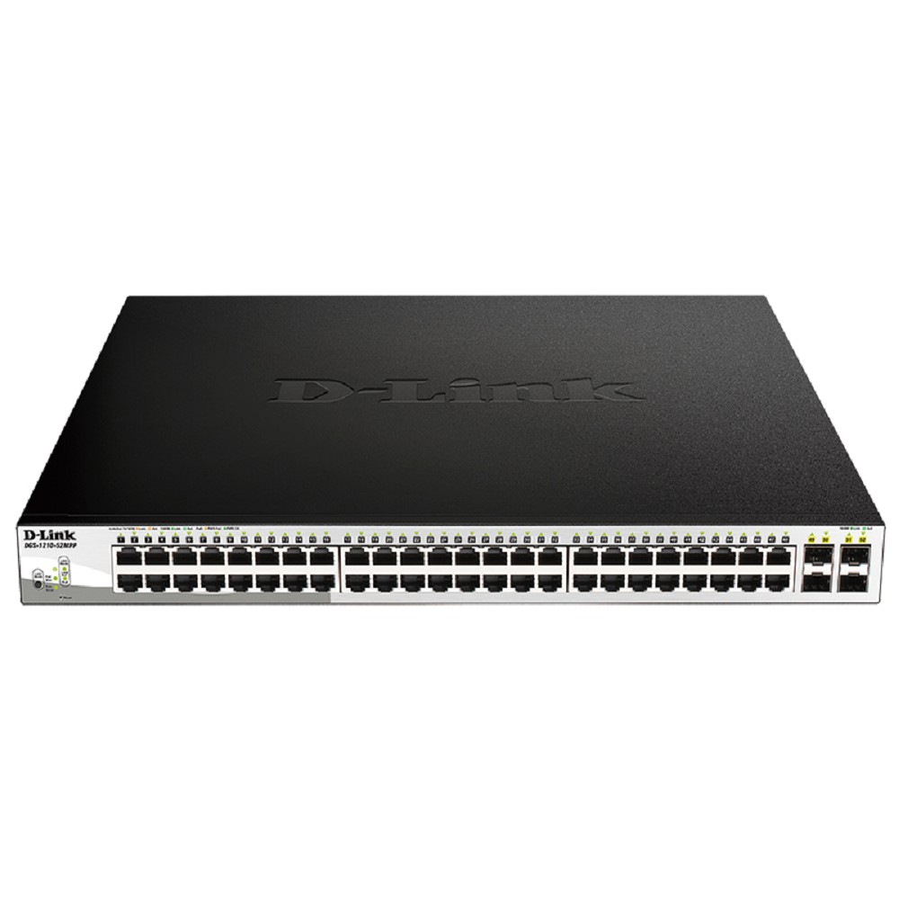 D-Link DGS-1210-52MPP/E2A PROJ Управляемый L2 коммутатор с 48 портами 10/100/1000Base-T и 4 портами 1000Base-X SFP (порты 1-48 PoE 802.3af/at, PoE-бюджет 740 Вт) D-Link SMB