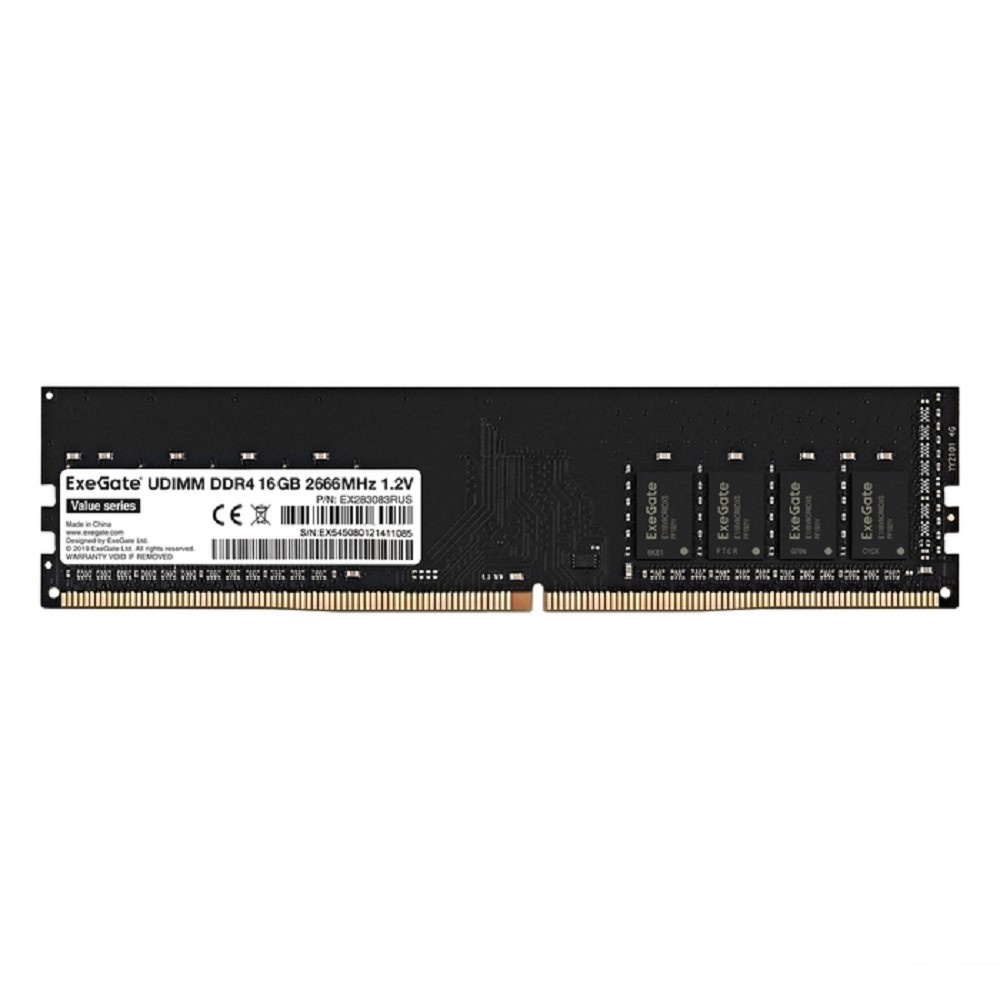 Exegate EX283083RUS Модуль памяти ExeGate Value DIMM DDR4 16GB 2666MHz