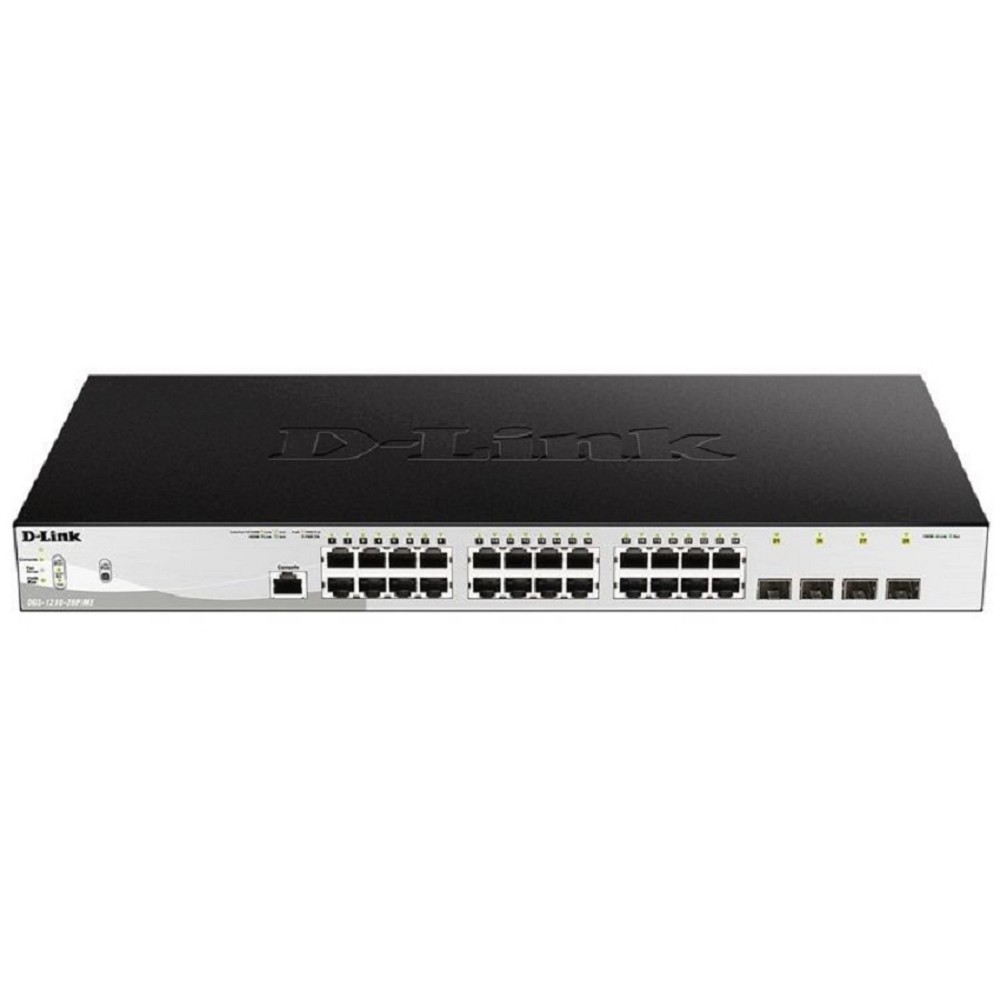 Коммутатор D-Link Управляемый L2 PoE-коммутатор, 24x1000Base-T PoE, 4x1000Base-X SFP, PoE-бюджет 193 Вт, защита от статического электричества до 6 кВ, CLI, консольный порт RJ-45, поддержка Dying Gasp арт. DGS-1210-28P/ME/B2A