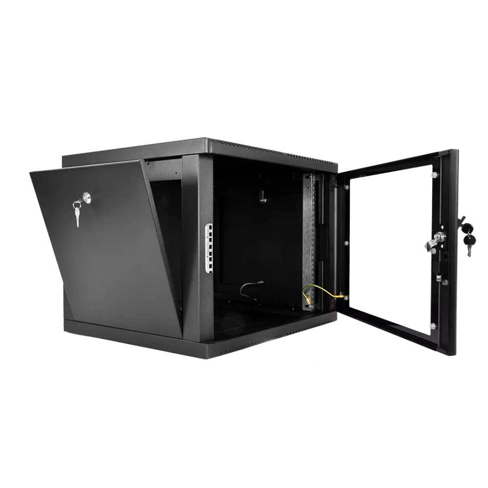 Шкаф коммутационный ЦМО (ШРН-М-9.500-9005) настенный 9U 600x520мм пер.дв.стекл 130кг черный 456мм 19.35кг 180град. 480мм IP20 сталь