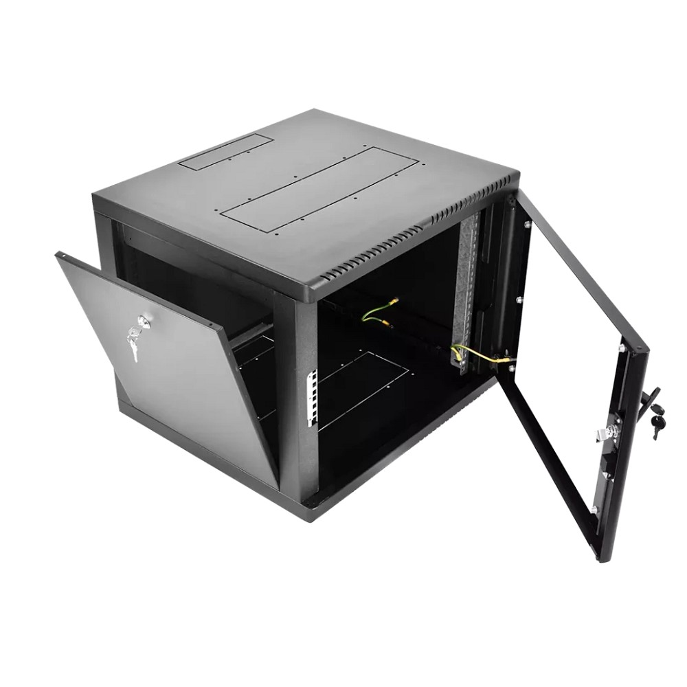 Шкаф коммутационный ЦМО (ШРН-М-9.500-9005) настенный 9U 600x520мм пер.дв.стекл 130кг черный 456мм 19.35кг 180град. 480мм IP20 сталь
