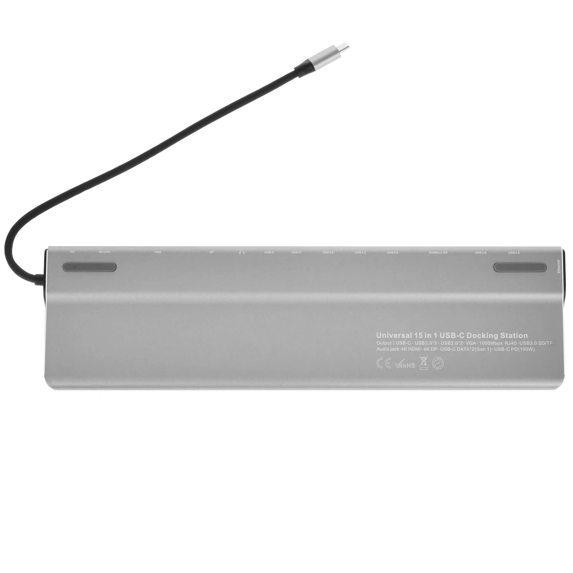 VCOM CU4703 Адаптер TypeC -->3*USB3.0+2*USB2.0+VGA+RJ45+SD+TF+AUD+HDMI+DP+2*USB3.1 Data+PD[4895182217294]