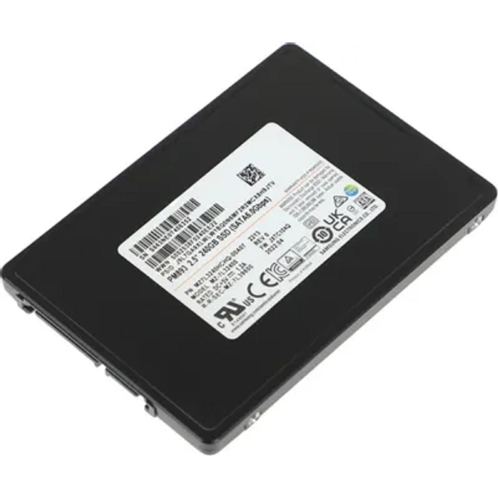 Samsung Enterprise SSD, 2.5"(SFF) 7mm, PM893, 240GB, SATA 3, 6Gbps, R550/W300Mb/s, IOPS(R4K) 97K/15K, TLC, MTBF 2M, 1DWPD/5Y, TBW 438TB, OEM, (repl. MZ7LH240HAHQ-00005) арт. MZ7L3240HCHQ-00A07