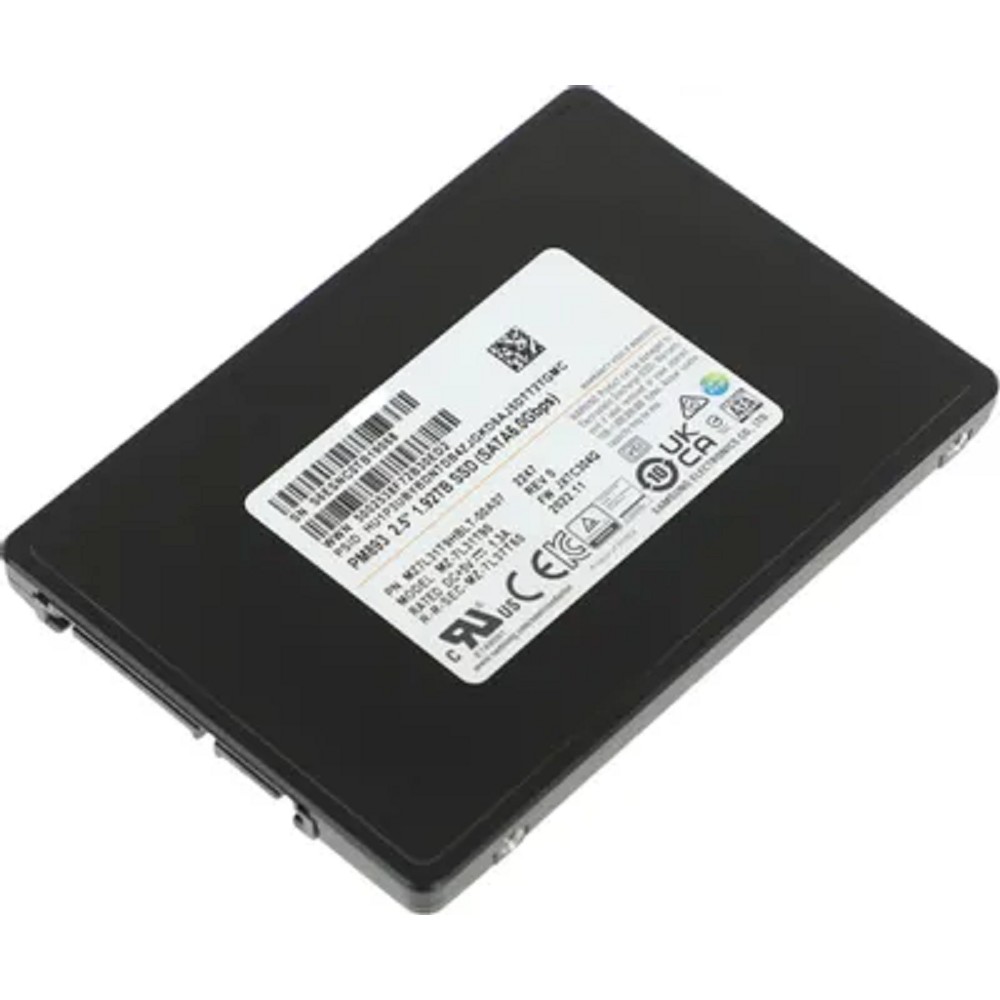 Samsung Enterprise SSD, 2.5"(SFF) 7mm, PM893, 1920GB (1.92TB), SATA 3, 6Gbps, R550/W530Mb/s, IOPS(R4K) 97K/31K, TLC, MTBF 2M, 1DWPD/5Y, TBW 3504TB, OEM, (repl. MZ7LH1T9HMLT-00005) арт. MZ7L31T9HBLT-00A07