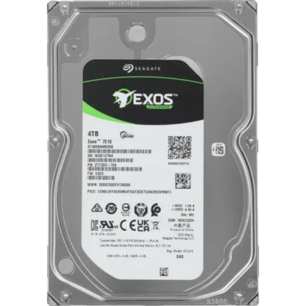 Seagate Exos 7E10 HDD 3.5" SAS 4Tb, 7200 rpm, 256Mb buffer, 512e/4Kn, ST4000NM025B, 1 year