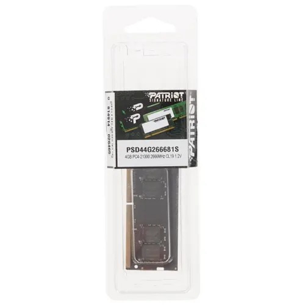 Память SO-DIMM DDR4 4Gb PC21300 2666MHz CL19 PATRIOT 1.2V (PSD44G266681S)