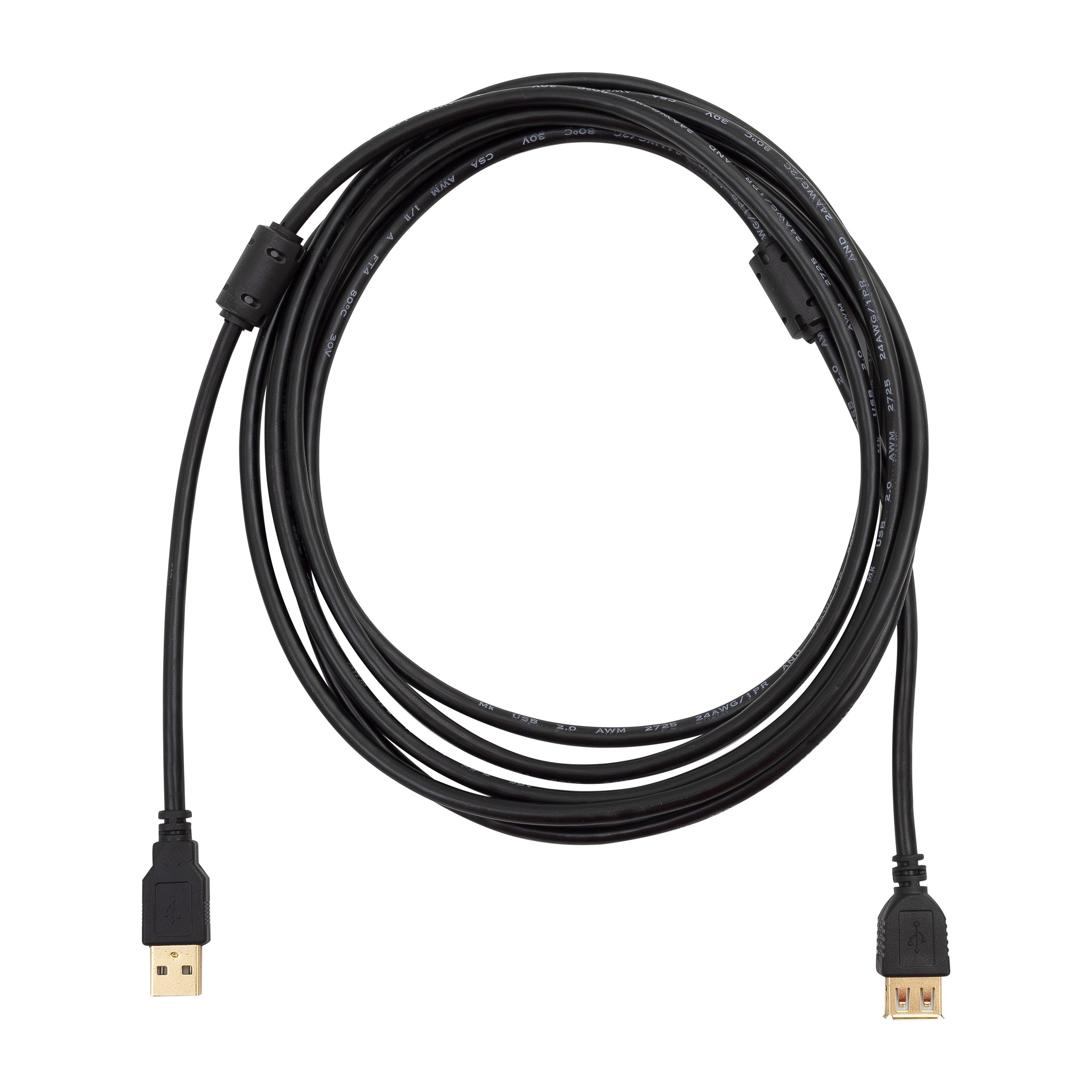 Bion Кабель удлинительный USB 2.0 AM/AF, позолоченные контакты, ферритовые кольца, 3 м, черный [BXP-CCF-USB2-AMAF-030] Bion Expert