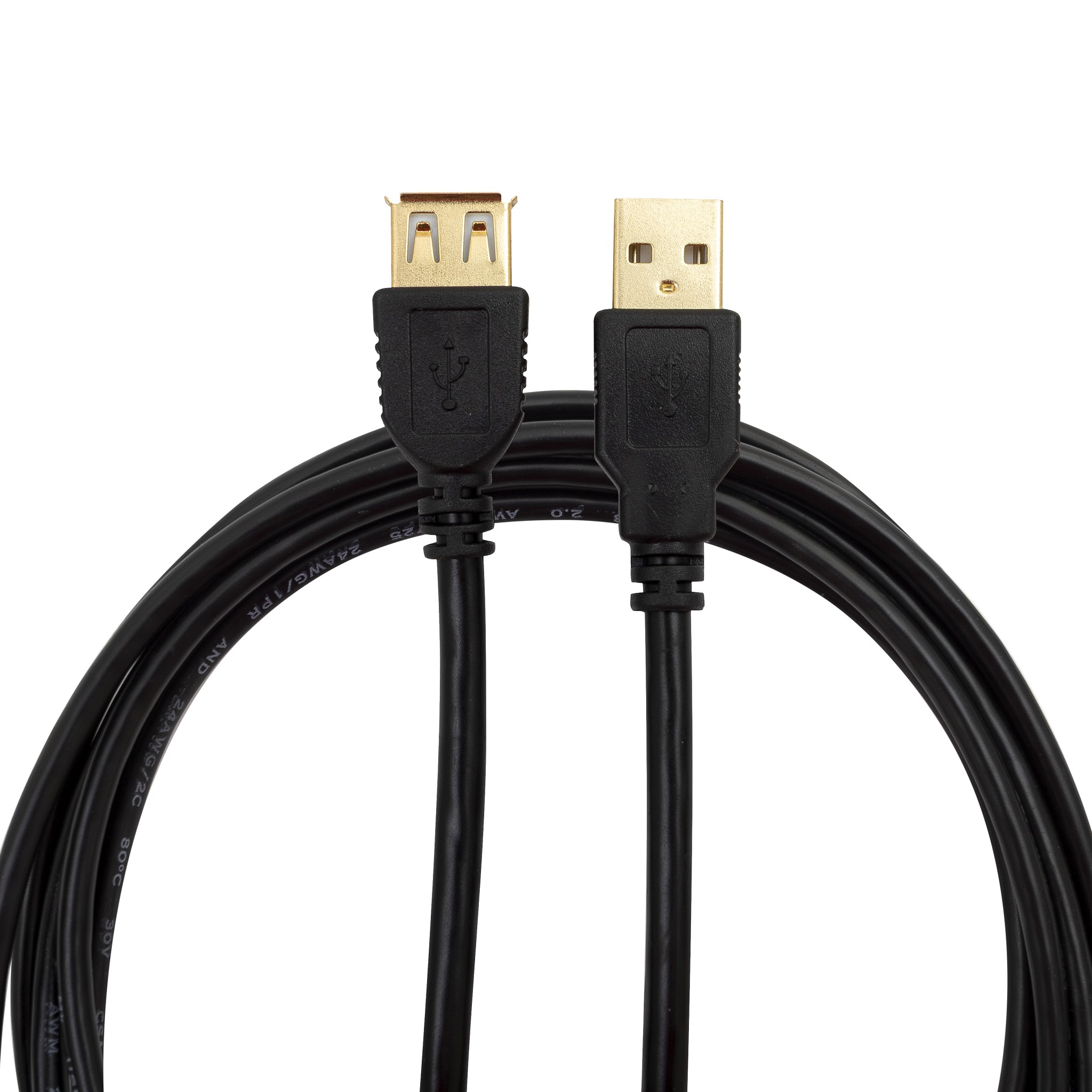 Bion Кабель удлинительный USB 2.0 AM/AF, позолоченные контакты, ферритовые кольца, 3 м, черный [BXP-CCF-USB2-AMAF-030] Bion Expert