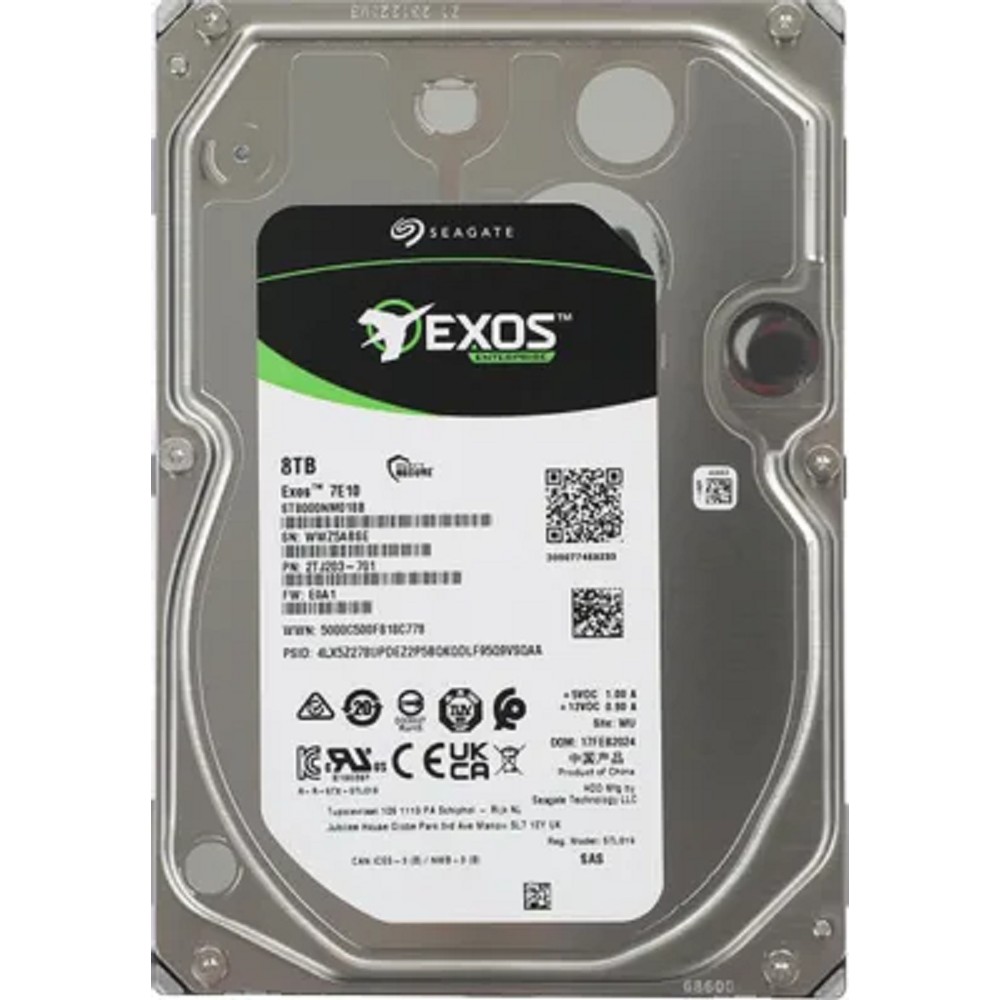 Seagate Exos 7E10 HDD 3.5" SAS 8Tb, 7200 rpm, 256Mb buffer, 512e/4Kn, ST8000NM018B, 1 year