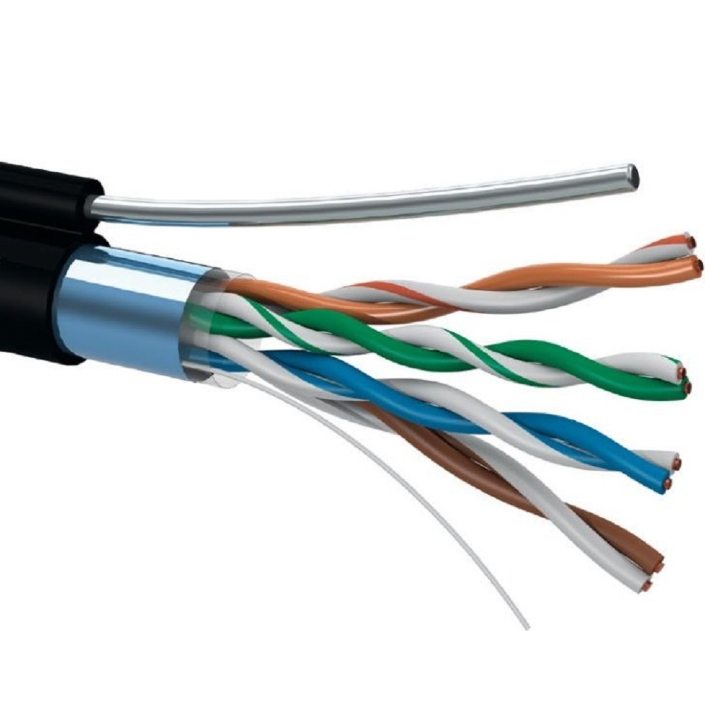 5bites Кабель FS5500-305APE-M витая пара FTP/SOLID/5E/CCAG/PE/BLACK/OUTDOOR/MESSENGER/DRUM/305M