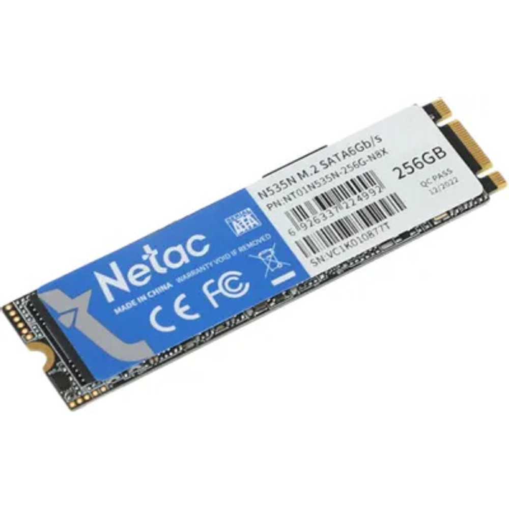 Netac SSD N535N 256GB M.2 2280 SATAIII 3D NAND, R/W up to 540/490MB/s, TBW 140TB, 3y wty арт. NT01N535N-256G-N8X