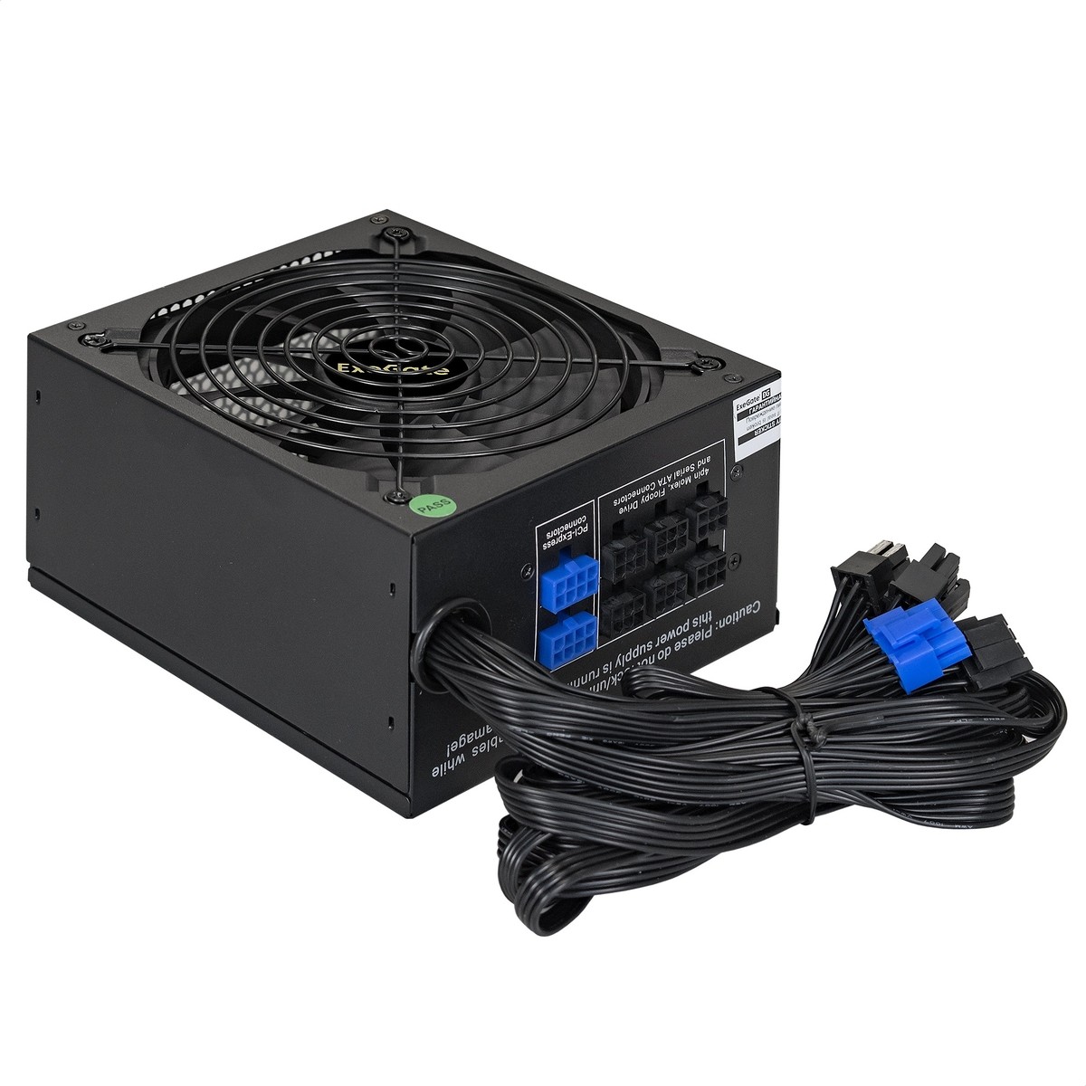 Exegate EX292210RUS Серверный БП 600W ExeGate ServerPRO-600RADS (ATX, for 3U+ cases, APFC, КПД 80% (80 PLUS), 14cm fan, 24pin, (4+4)pin, PCIe, 5xSATA, 4xIDE, FDD, Cable Management, black)