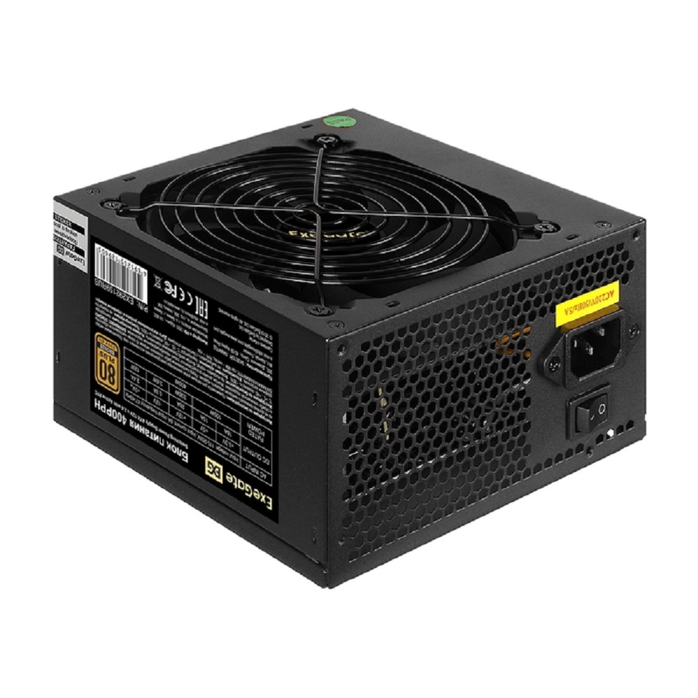 Exegate EX292159RUS-OEM Блок питания 400W ExeGate 80 PLUS® Bronze 400PPH-OEM (ATX, APFC, КПД 88% (80 PLUS Bronze), 12cm fan, 20+4pin, 4+4pin, 2xPCI-E, 5xSATA, 3xIDE, Box, black)