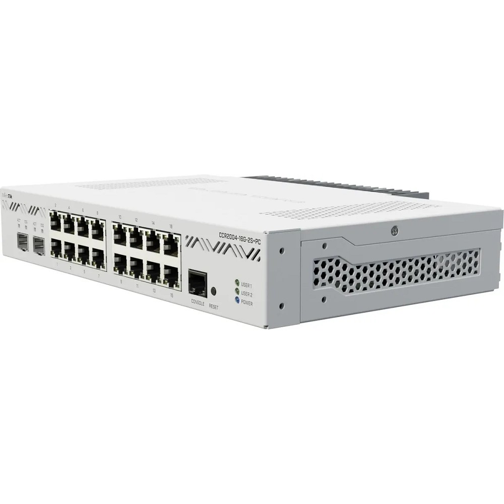 MikroTik Cloud Core Router CCR2004-16G-2S+PC MikroTik 16*1Gbit RJ45, 2*10Gbit SFP+ Passive Cooling